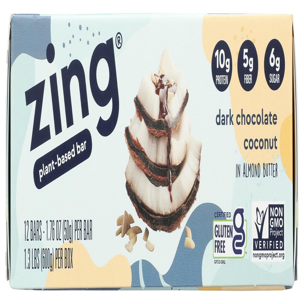 ZING Dark Chocolate Coconut Bar 12 Count, 1.76 OZ