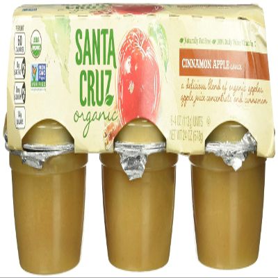 Santa Cruz Organic Cinnamon Apple Sauce Cups, 6 x 4oz (Pack of 1)