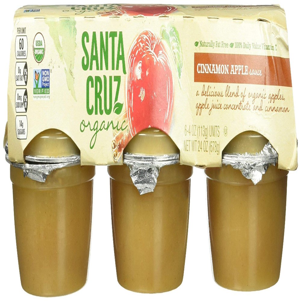 Santa Cruz Organic Cinnamon Apple Sauce Cups, 6 x 4oz (Pack of 1)