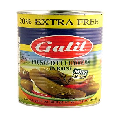 Galil Pickled Cucumbers in Brine, (Mini 18-25) 20% Extra, 23-Ounce Cans (Pack of 12)