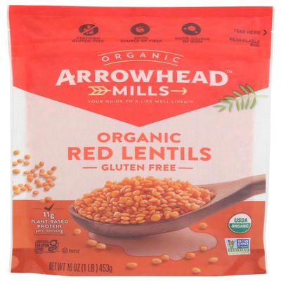 ARROWHEAD MILLS BEAN LENTIL RED, 16 OZ, PK- 6