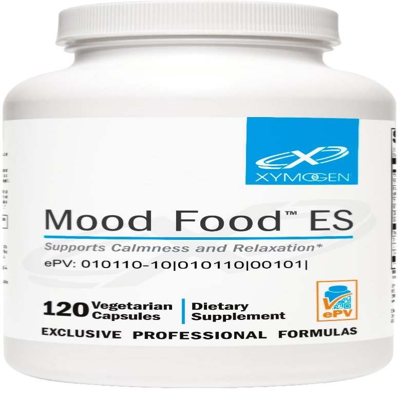 XYMOGEN Mood Food ES - Supports Calmness, Relaxation and a Healthy Mood with Active Folate, B Vitamins, 5-HTP, GABA, Minerals, Suntheanine L-Theanine, Selenium (120 Capsules)
