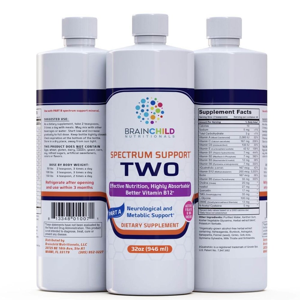 BrainChild Nutritionals Spectrum Support II P5P Vitamins Liquid Supplement for Autism - Bioavailable B6 (P-5-P) with Herbs for Kids & Adults on the Spectrum, Gluten-Free - Unflavored 32oz
