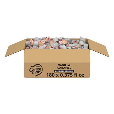 Nestle Coffee mate Coffee Creamer, Vanilla Caramel, Liquid Creamer Singles, Non Dairy, No Refrigeration, 0.375 fl oz Tubs (Pack of 180)