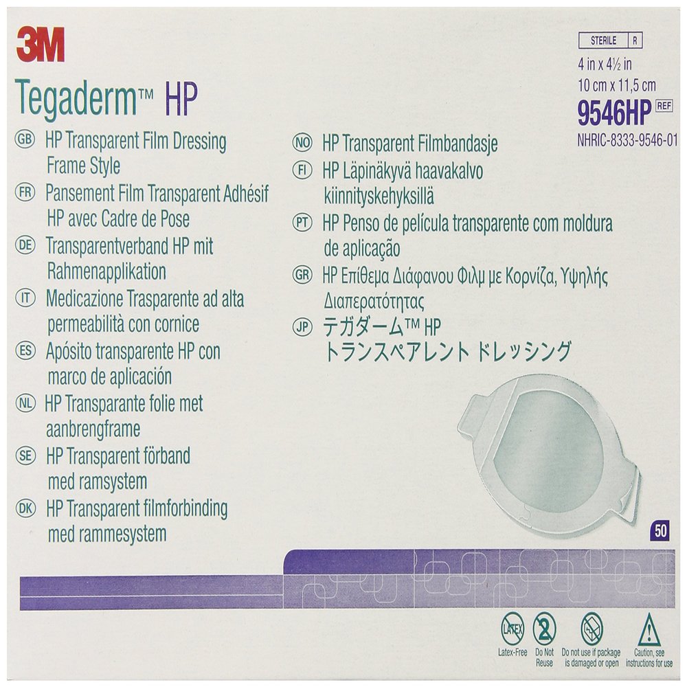 3M Tegaderm HP Transparent Film Dressing Frame Style 9546HP, 200 Pads (Pack of 4)