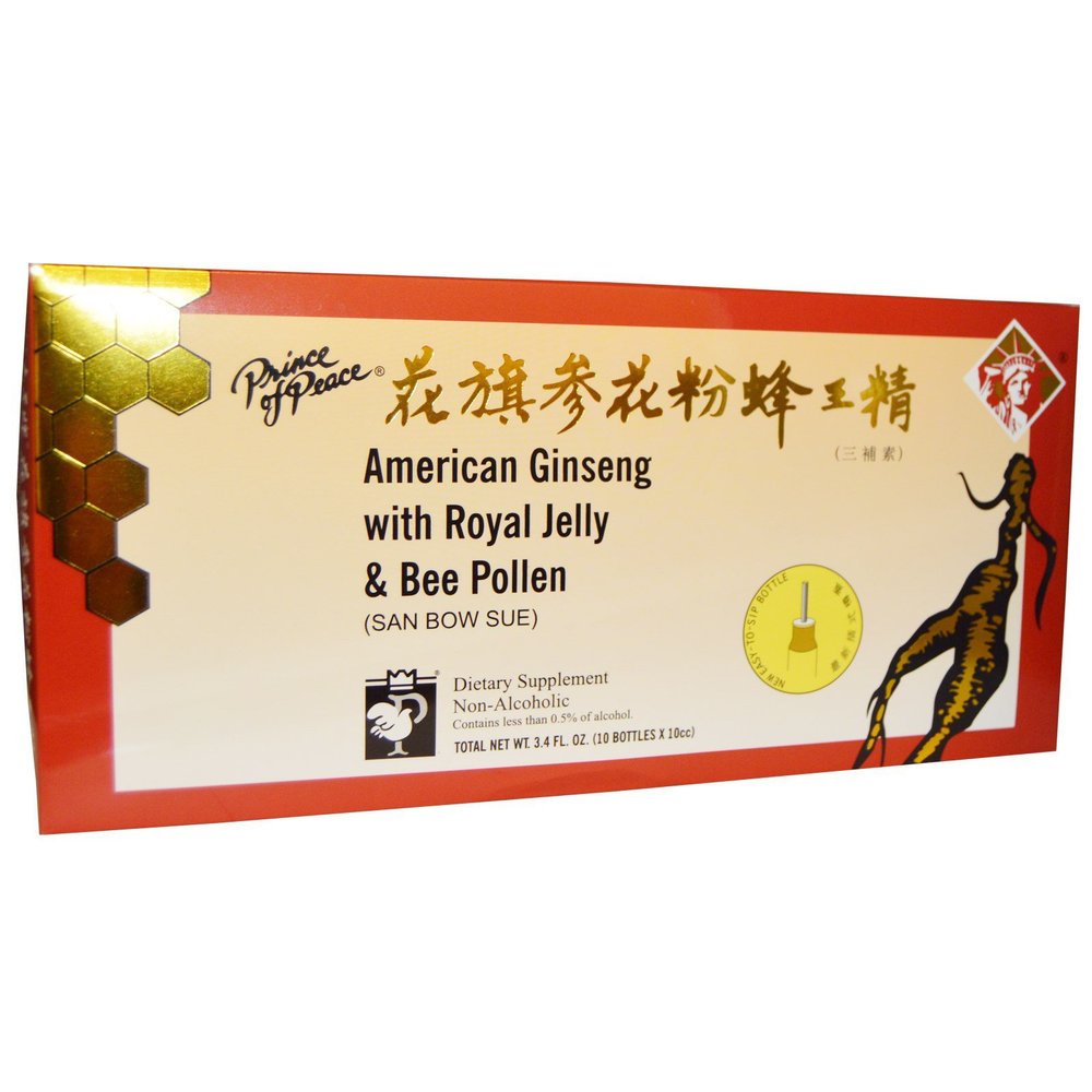 American Ginseng w/Royal Jelly & Bee Pollen - w/Royal Jelly and Bee Pollen, 10 Vial