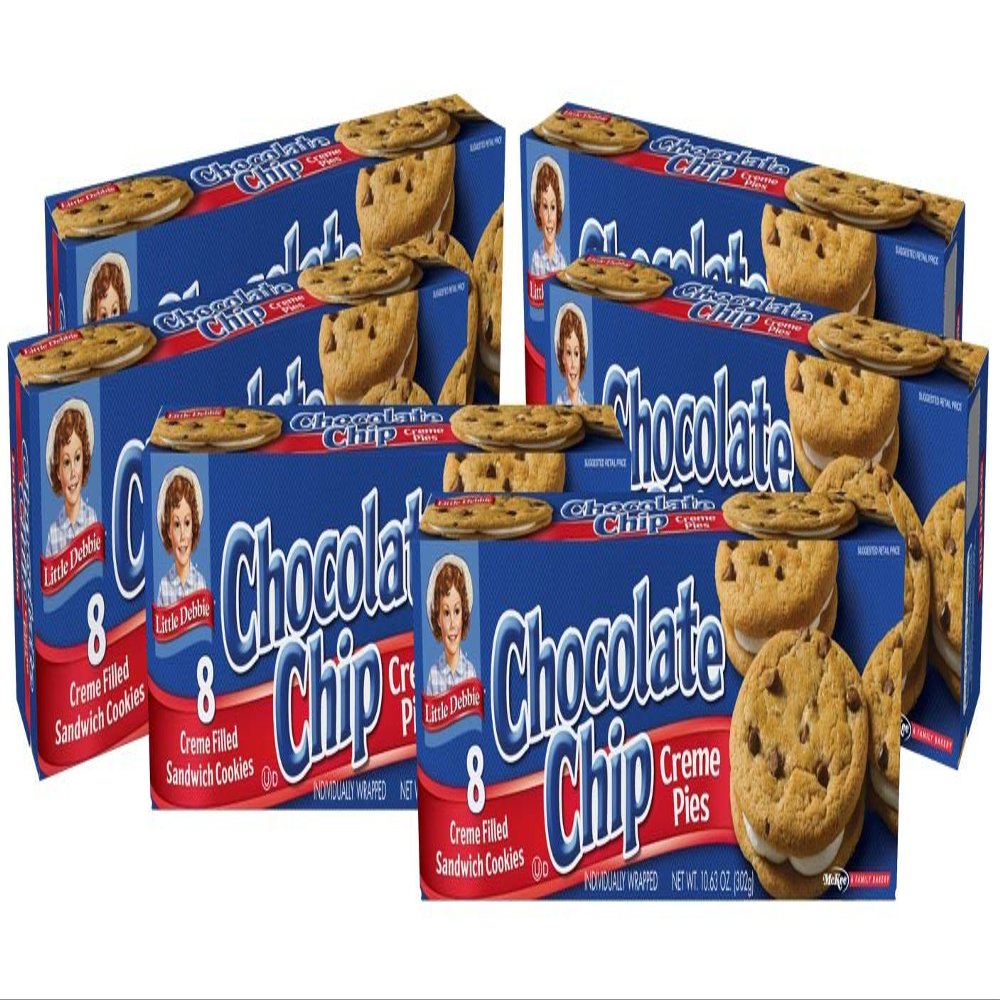 Little Debbie Chocolate Chip Creme Pie 6 Cartons of 8 Snacks Each (48 total)