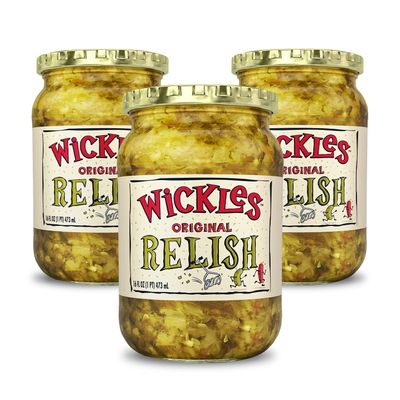 Wickles Pickles Original Relish (3 Pack) - Hot & Sweet Relish - Wickedly Delicious Sweet & Spicy Pickle Relish (16 oz Each)