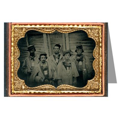 12 Vintage Notecards of Southern Civil War Five Prisoners of War in Uniforms in Front of Their Barracks At Camp Douglas Prison, Chicago, Illinois From the Civil War