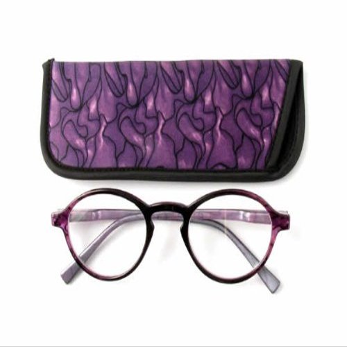 Calabria 4366 Womens Round Reading Glasses +0.50 Purple Cheaters Trendy Readers Chic Eyeglass w/Matching Soft Slip In Case