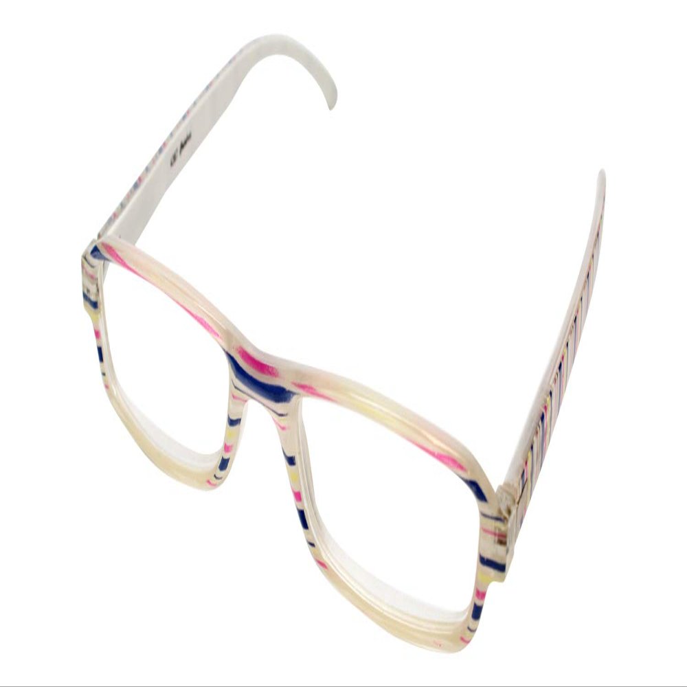 Calabria 4367 Designer Rectangular Reading Glasses +3.25 White Striped Pattern Women Readers Trendy Cute Eyeglass