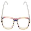 Calabria 4367 Designer Rectangular Reading Glasses +3.25 White Striped Pattern Women Readers Trendy Cute Eyeglass view 3