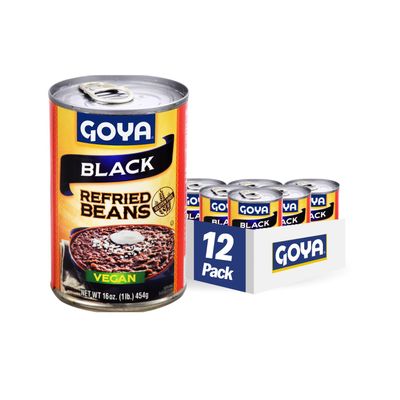 Goya Foods Refried Black Beans, 16-Ounce (Pack of 12)
