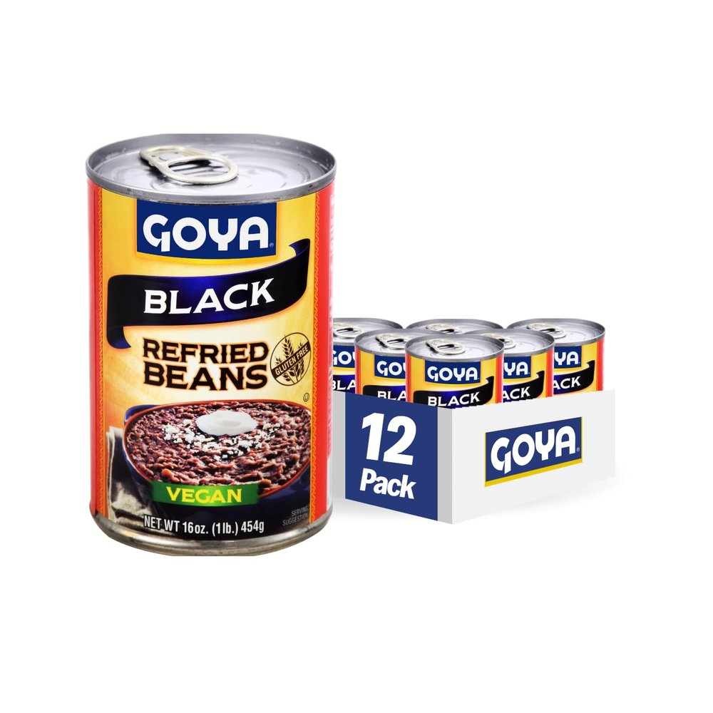 Goya Foods Refried Black Beans, 16-Ounce (Pack of 12)