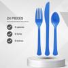 Bright Royal Blue Plastic Heavy Weight Assorted Cutlery Set (24 Pc.) - Durable & Elegant Utensils, Perfect for Parties, Events, and Everyday Use view 2