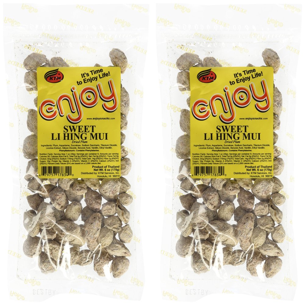 2 Bags Sweet Li Hing Mui Preserved Dried Plums 12 Ounces