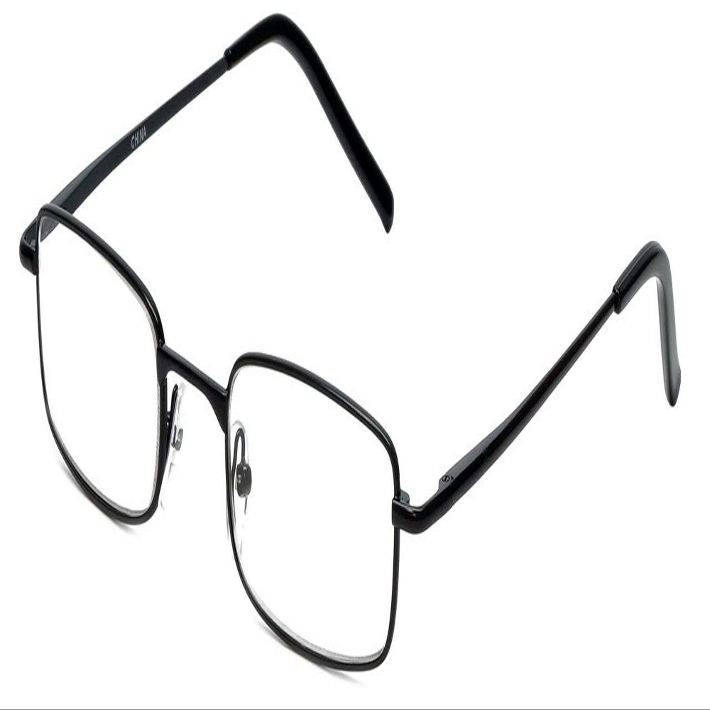 Calabria R753 Designer Rectangular Metal Reading Glasses +0.75 Black Men Women Single Power Readers Classic Eyeglasses +0.75
