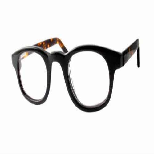 Calabria 843 Techno Optical Round Reading Glasses w/Hard Case in Black +3.25