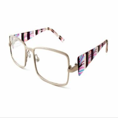Calabria 845 Designer Women Rectangle Techno Reading Glasses with Hard Case 53mm in Gun Metal +1.00