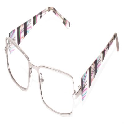 Calabria 845 Designer Women Rectangle Techno Reading Glasses with Hard Case 53mm in Gun Metal +2.00