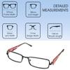 Calabria 845 Designer Women Rectangle Techno Reading Glasses with Hard Case 53mm in Black +6.00 view 3
