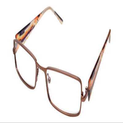 Calabria 845 Designer Women Rectangle Techno Reading Glasses with Hard Case 53mm in Brown +0.75