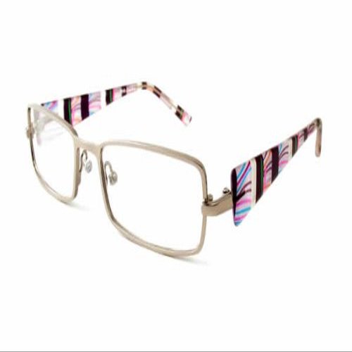 Calabria 845 Designer Women Rectangle Techno Reading Glasses with Hard Case 53mm in Gun Metal +6.00