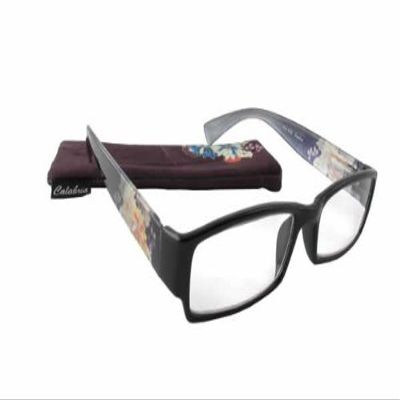 Calabria 761 Floral Print Reading Glasses +1.50 Gold Women Ladies Trendy Readers Modern Fashion Chic Eyeglasses w/Soft Case