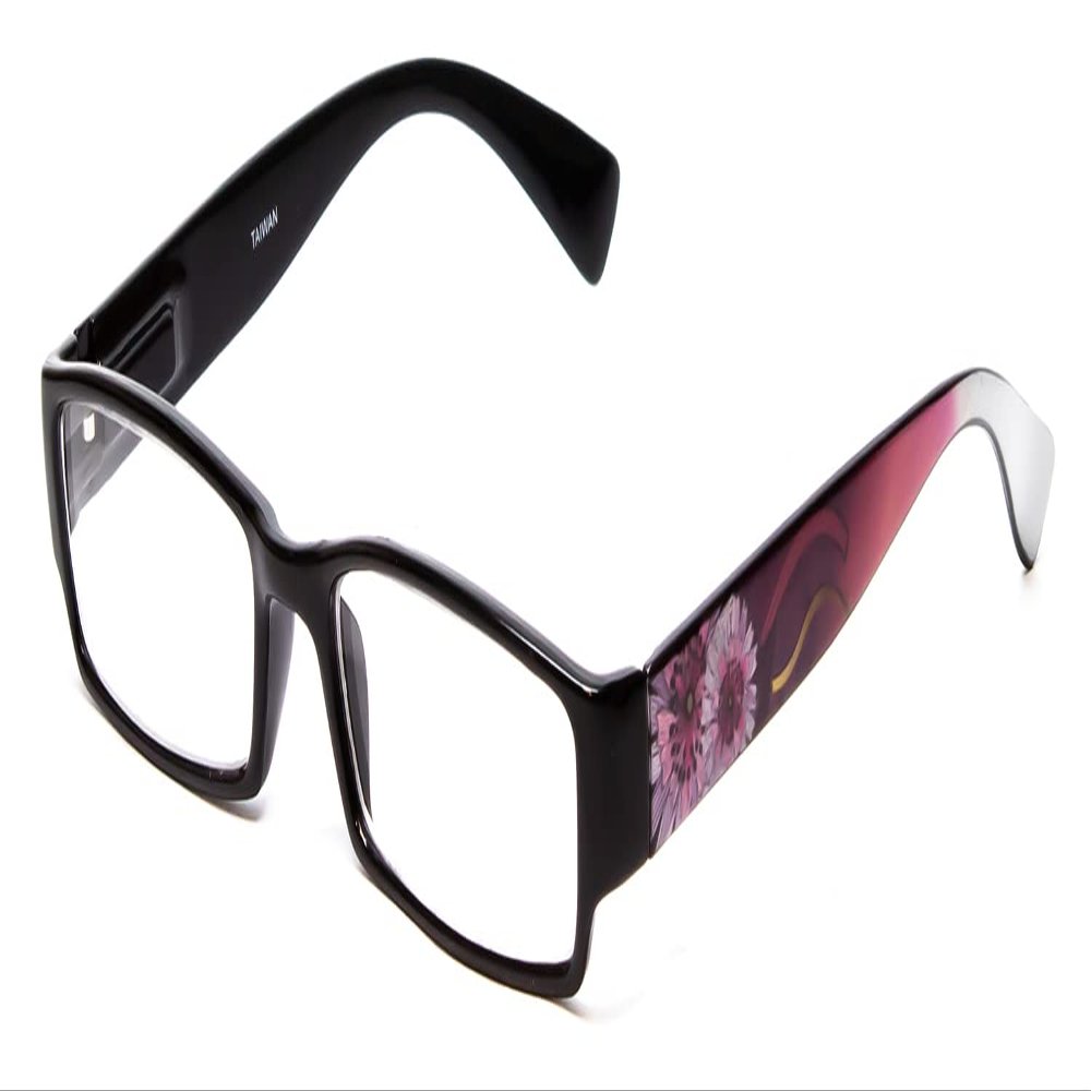 Calabria 761 Floral Print Reading Glasses +0.50 Violet Purple Women Ladies Trendy Readers Fashion Chic Eyeglass w/Soft Case