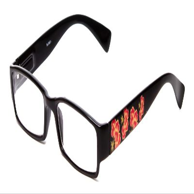 Calabria 761 Floral Print Reading Glasses +0.50 Red Womens Ladies Trendy Readers Modern Fashion Chic Eyeglasses w/Soft Case