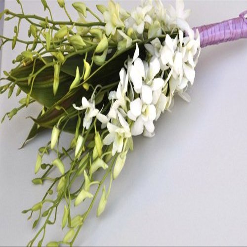 Classic White Orchid Bridesmaid Bouquet