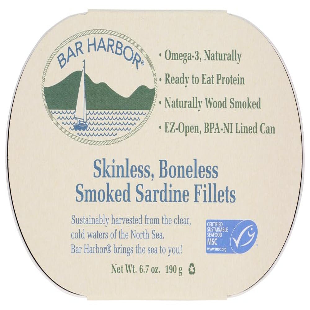 Bar Harbor Skinless Boneless Smoked Sardine Fillets -- 6 oz (Pack of 8)