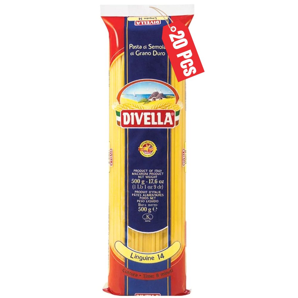 Divella Linguine Pasta #14, 16 oz. (Pack of 20) - Authentic Italian Pasta Made with Durum Wheat Semolina, Perfect Al Dente Texture for Every Dish