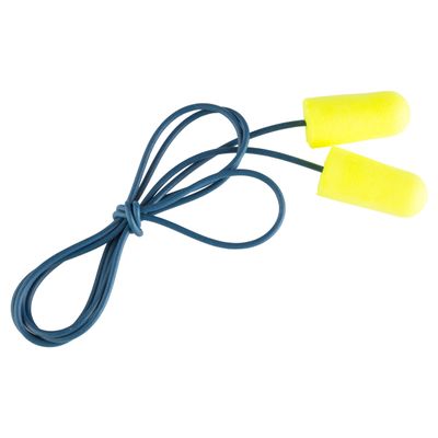 3M Ear Plugs, E-A-Rsoft Yellow Neons 311-4106, Metal Detectable Cord, 200 Pair of Disposable Earplugs, Pairs Wrapped, Regular Size, Corded, 32 NRR, Tapered Cylinder Shape, Slow Recovery Foam