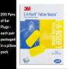 3M Ear Plugs, 200 Pairs/Box, E-A-Rsoft Yellow Neons 310-1250, Uncorded, Disposable, Foam, NRR 33, Drilling, Grinding, Machining, Sawing, Sanding, Welding, 1 Pair/Pillow Pack view 2
