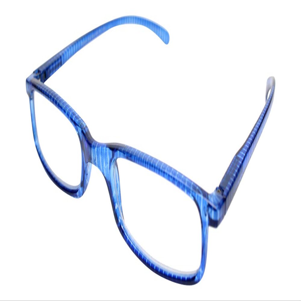 Calabria Artis Occhiali Rubens Oval Reading Glasses +3.00 Blue White Stripes Womens Trendy Readers Fashion Designer Eyeglasses w/Case