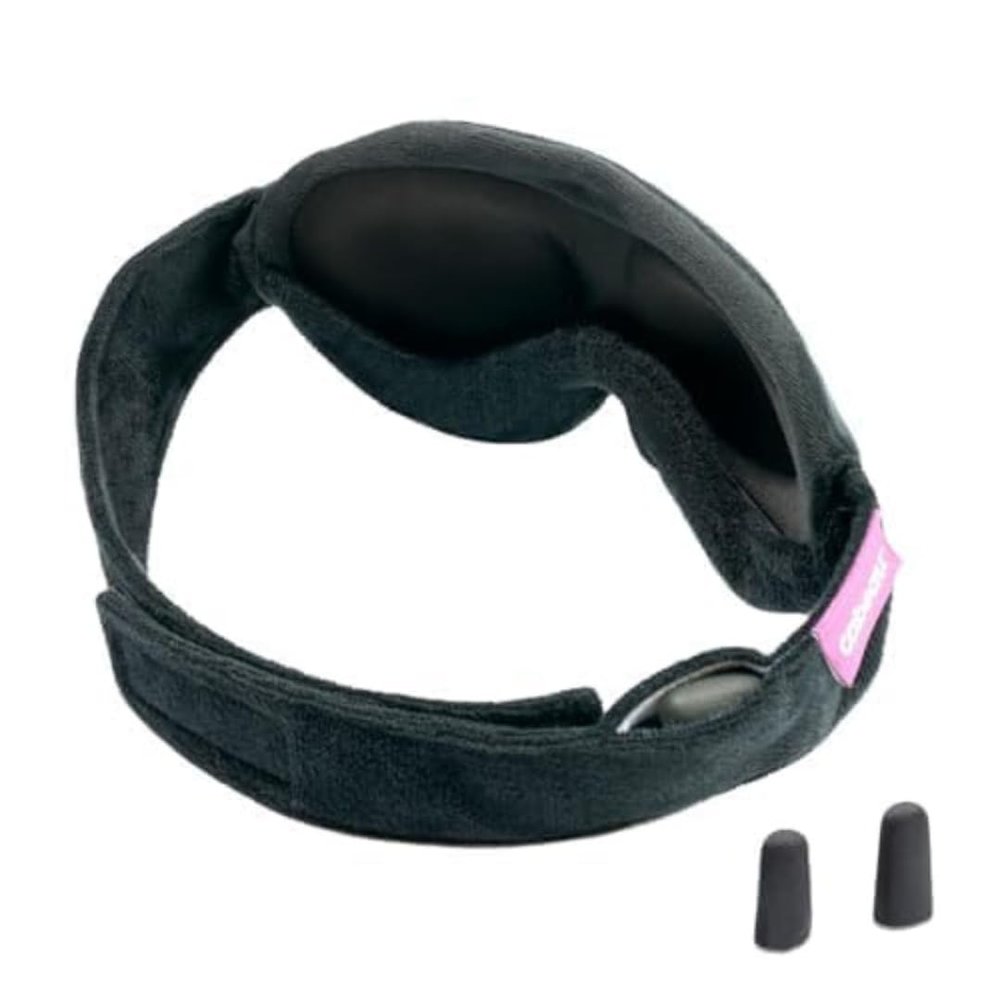 Cabeau Midnight Magic Sleep Mask  Adjust Padded Nose Strip to Block or Blackout Light - for Home and Travel - Soft Plush Fabric  Eye Liners Keep Fabric Away from Eyelids - Memory Foam Earplugs