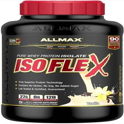 ALLMAX ISOFLEX Whey Protein Isolate, Vanilla - 2 lb - 27 Grams of Protein Per Scoop - Zero Fat & Sugar - 99% Lactose Free - Gluten Free & Soy Free - Approx. 30 Servings