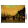 12 Vintage Notecard set of John Atkinson Grimshaw Victorian Painting of London Street Scene titled Salthouse Docks, Liverpool view 1
