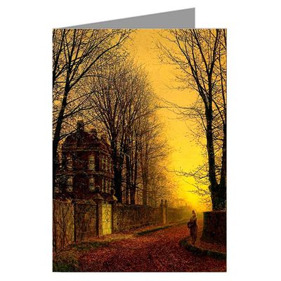 12 Vintage Notecard Set of John Atkinson Grimshaw Victorian Painting of London Street Scene Titled Autumn Gold
