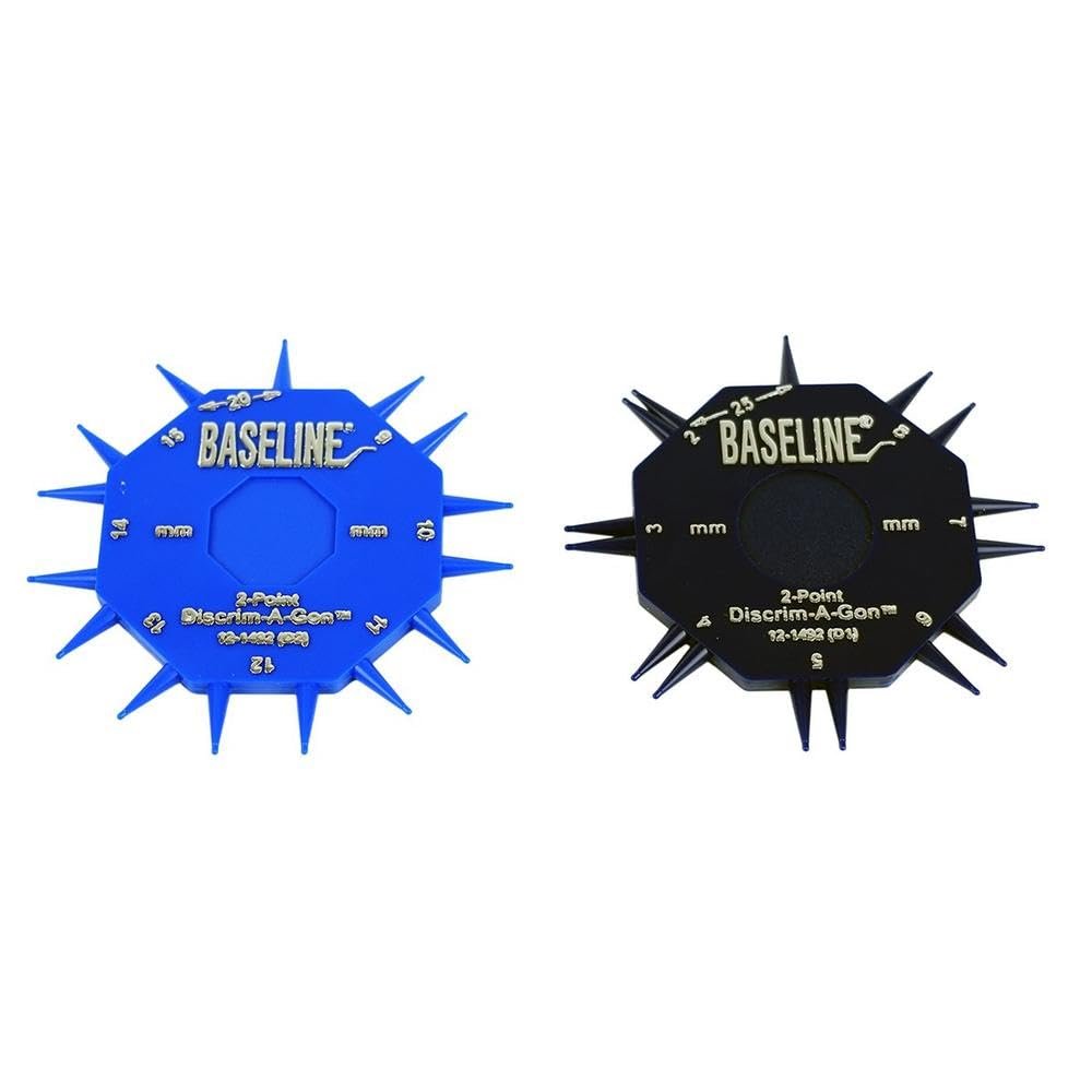 Baseline 2-Point Discrim-A-Gon 2 Disc Set for Sensory Evaluation, Physical Therapy, Rehabilitation, Recovery Professional Evaluation with Plastic Tips