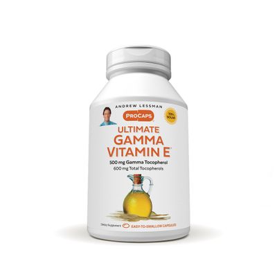 ANDREW LESSMAN Ultimate Gamma Vitamin E 180 Softgels - 500 mg Gamma Tocopherol, Protective Vitamin E. Four High Potency Forms of Natural Tocopherols. Powerful Anti-Oxidant. No Synthetic Forms