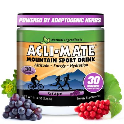 Acli-Mate Mountain Sport Drink Mix - High Altitude Acclimatization Electrolyte Powder - Energy Powder Mix - Recovery Hydration Drink for Running, Hiking, Cycling, Hunting, Skiing & More (1 Tub, Grape)