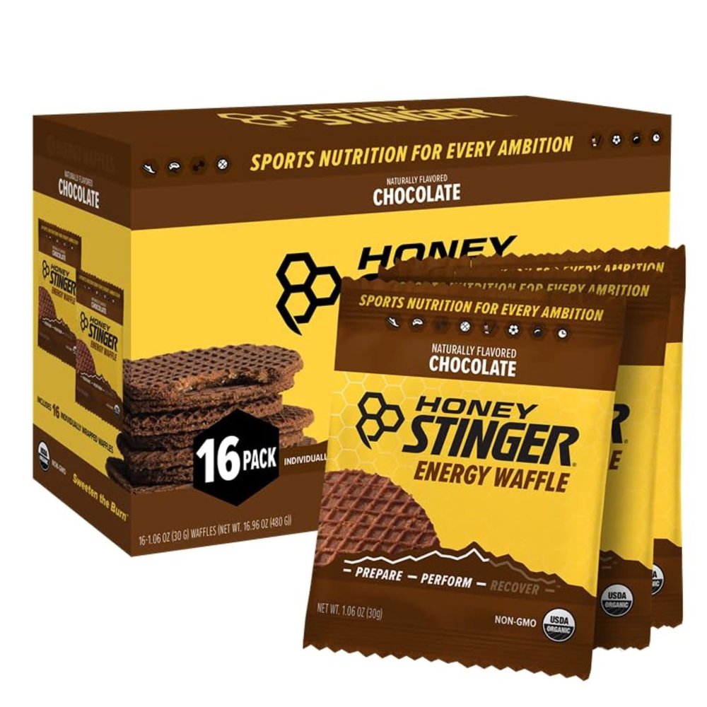 Honey Stinger Organic Chocolate Waffle | Energy Stroopwafel for Exercise; Endurance and Performance | Sports Nutrition for Home & Gym; Pre and Post Workout | Box of 16 Waffles; 16.96 Ounce