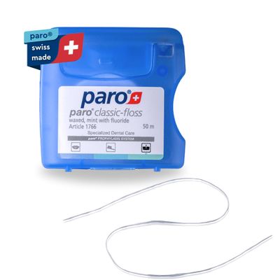 #1766 - Paro Classic Floss 50m, Waxed, Fluoridated, Mint (50m) - 1 Pack