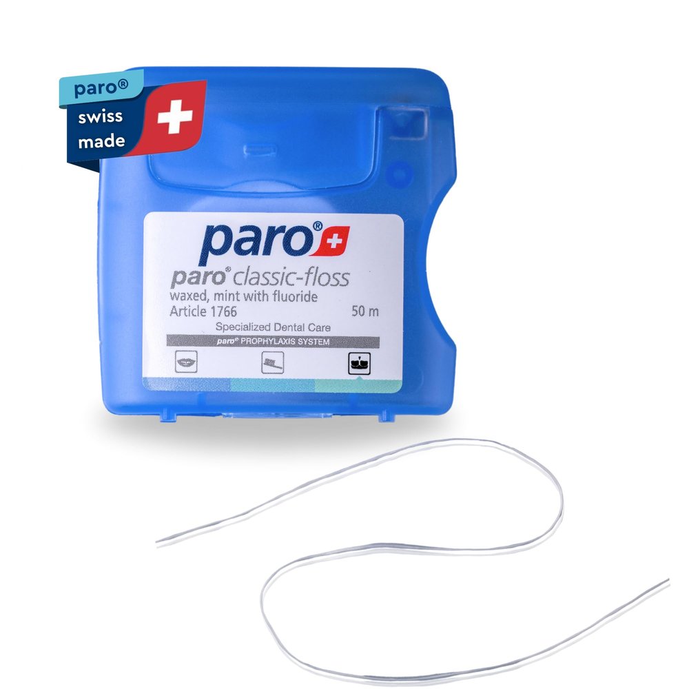 #1766 - Paro Classic Floss 50m, Waxed, Fluoridated, Mint (50m) - 1 Pack