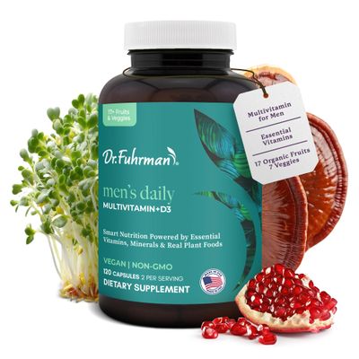 Dr. Fuhrman 2 Month Supply Multivitamin for Men + D3 Vitamin for Immune Support | Vegan Formula Womens Multivitamin with B12 & Zinc | Whole Food multivitamin with 17 Fruits & Veggies