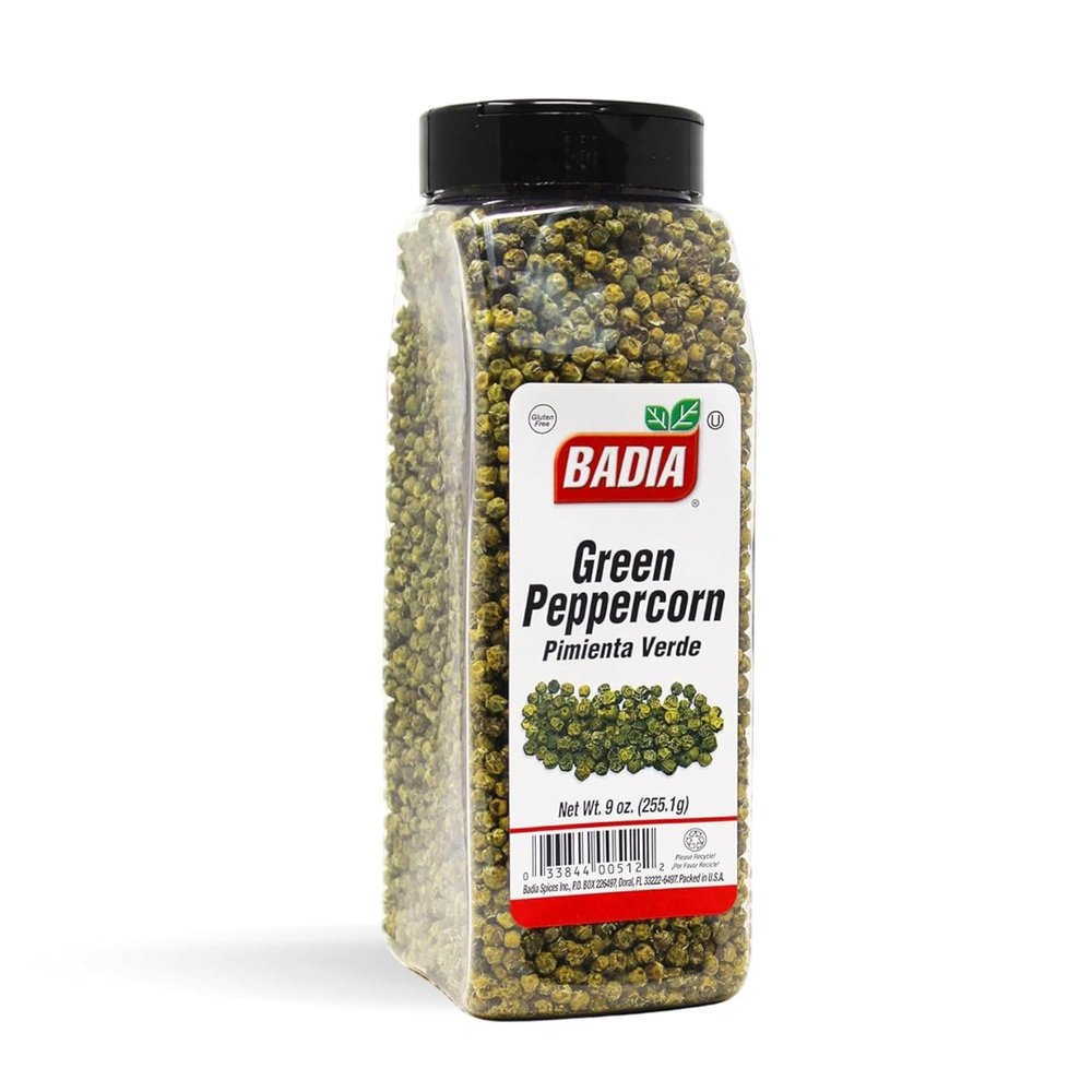 Badia Green Peppercorn Whole 9 oz Fresh, Mildly Spicy & Aromatic Green Pepper, Gluten Free & Kosher