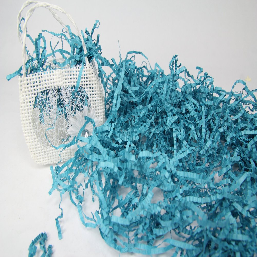 AmoreCreations - 7 Ounce Paper Shred Crinkle and Filler Paper Gift Wrap Supply (Turquoise)