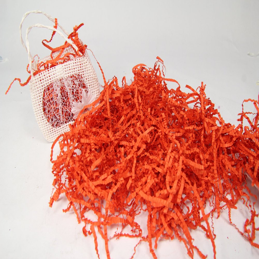 AmoreCreations - 7 Ounce Paper Shred Crinkle and Filler Paper Gift Wrap Supply (Orange)